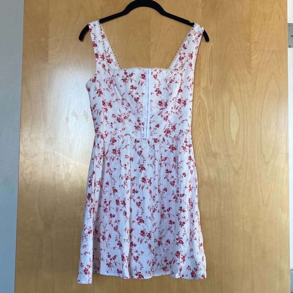 Reformation White and Red Floral Mini Dress
